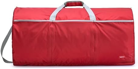 Amazon Basics 100L Nylon Duffel Bag with Multiple Zippered Pockets, Lightweight yet Durable, 50-Pound Weight Capacity, Red, 32.5 x 17 x 17 inches