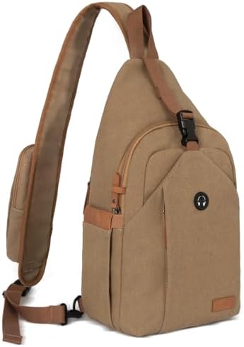 Canvas Sling Bag for Men Women, Anti Theft Crossbody Bags Travel Bag with Tunnel Lock Zipper Sling Backpack for Hiking