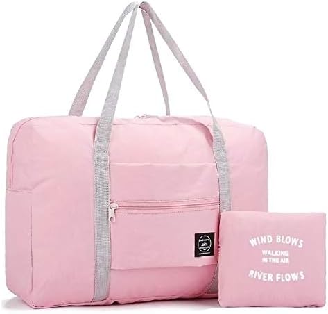 Foldable Travel Duffel Bag Tote Carry on Luggage Bag Spirit Airlines Personal item Sports Gym Bag Water Resistant Weekender Overnight Bags for Women and Men (Pink)