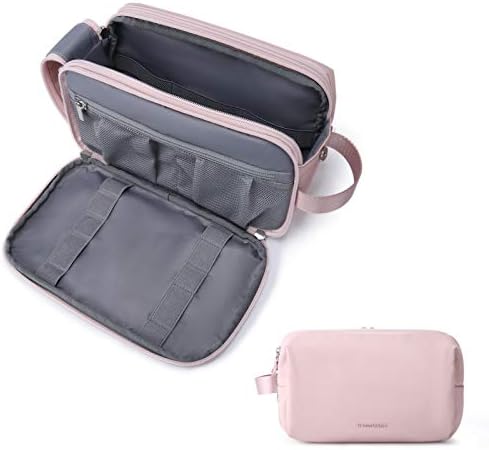 BAGSMART Toiletry Bag for Women, Cosmetic Makeup Bag Organizer, Travel Bag for Toiletries, Dopp Kit Water-resistant Shaving Bag for Accessories, Pink-Standard