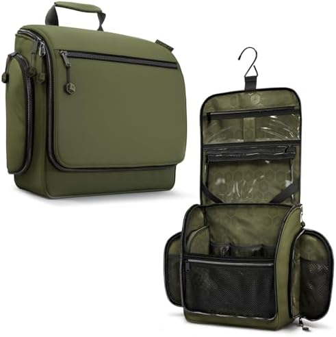 VENTURE 4TH Premium Hanging Travel Toiletry Bag for Women and Men – Mens Travel Bag Toiletry with Expandable Compartments and Detachable TSA Friendly Clear Pouch (Forest Green)