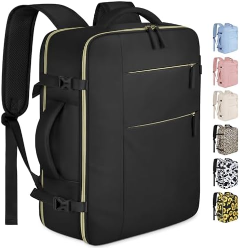 Capolo Travel Backpack for Women Men Waterproof Laptop Backpack Airlines Approved Carry On Backpack Bag Computer Bookbag for Business, Work, Traveling Fits 15.6 Inch Laptop(Black)