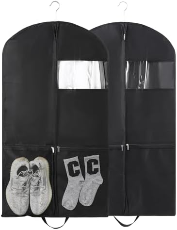 42” Garment Bags, 2 Packs Heavy Duty Suit Bag with Pockets, Garment Bags for Hanging Clothes with Handles.