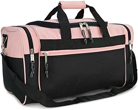 DALIX 21″ Blank Sports Duffle Bag Gym Bag Travel Duffel with Adjustable Strap in Pink